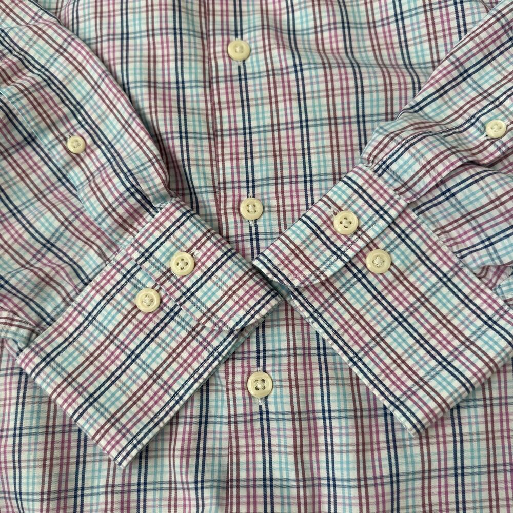 Peter Millar Shirt Mens 2XL Blue Plaid Crown Soft Silk Button Down Long Sleeve - Picture 5 of 8
